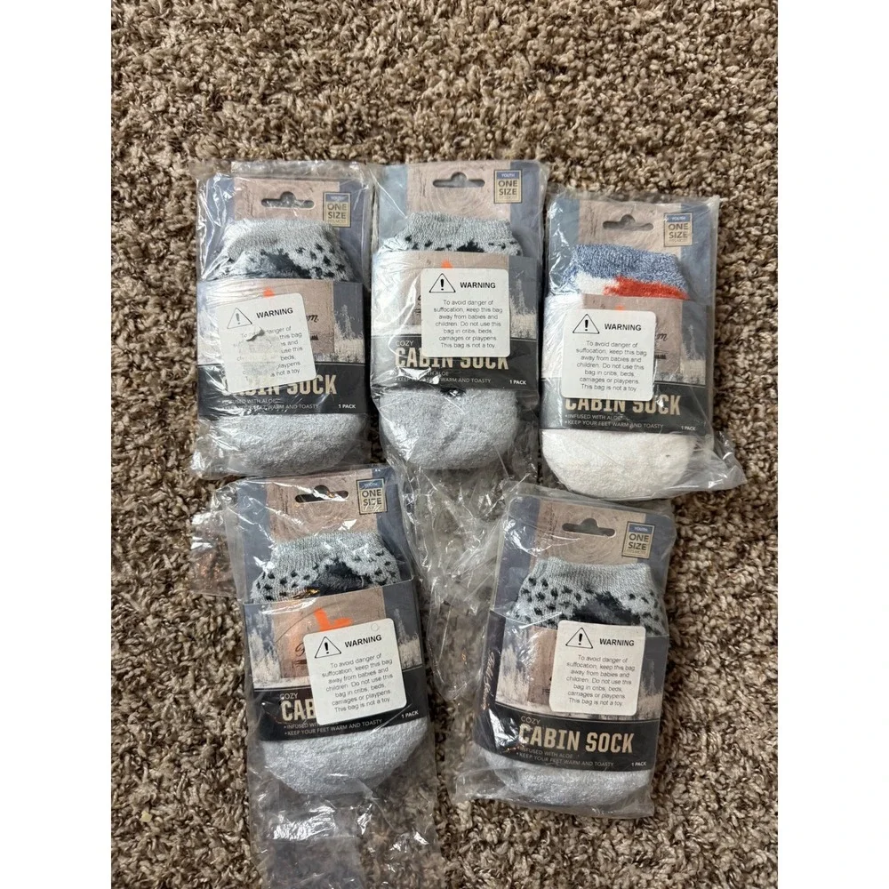 Field & Stream Youth Cozy Cabin Sock 5 Pack Grey Aloe Infused Kids OS 96616
